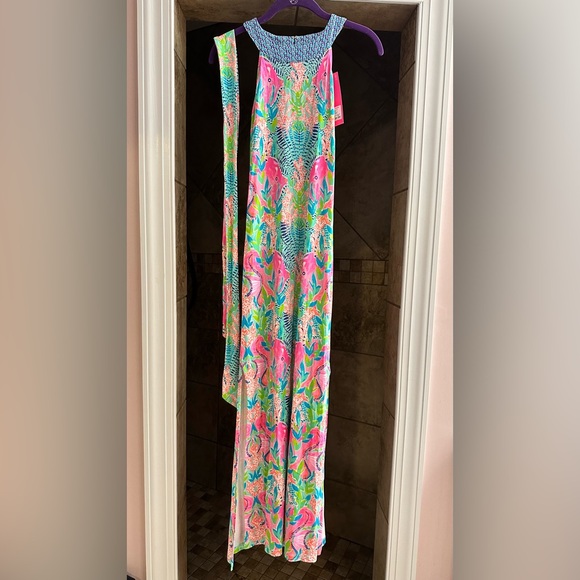 NWT LILLY PULITZER Monterrey Reflections Engineere Halter  Maxi Dress size XXS - Picture 2 of 5
